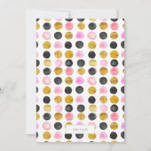 ピンクと金ゴールド絵を描の水玉模様パーティの招待状 招待状 (裏面)