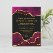 ピンクと金ゴールド絵を描アゲート結婚式招待状 招待状 (スタンド正面)