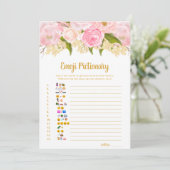 ピンクと金ゴールド絵文字の赤ちゃんシャワーゲーム 招待状 (スタンド正面)