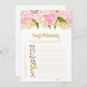 ピンクと金ゴールド絵文字の赤ちゃんシャワーゲーム 招待状 (正面/裏面)