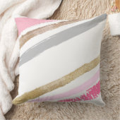 ピンクと金ゴールド色彩の鮮やかストライプの装飾用クッション クッション (ブランケット)