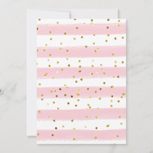 ピンクと金ゴールド蝶のキスとベビーの願い 招待状 (裏面)