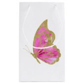 ピンクと金ゴールド蝶 スモールペーパーバッグ (裏面)