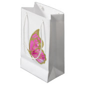 ピンクと金ゴールド蝶 スモールペーパーバッグ (正面アングル)