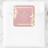 ピンクと金ゴールド製品の包装ラベル花 スクエアシール (バッグ)