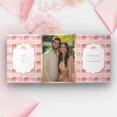 ピンクと金ゴールド象インディアンパレス写真結婚ズ 三つ折り招待状