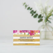 ピンクと金ゴールド赤ちゃんシャワーおむつラッフルチケット エンクロージャーカード (スタンド正面)