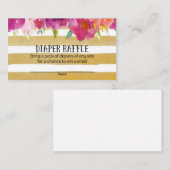 ピンクと金ゴールド赤ちゃんシャワーおむつラッフルチケット エンクロージャーカード (正面/裏面)