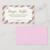ピンクと金ゴールド赤ちゃんシャワーおむつラッフルチケット エンクロージャーカード (正面/裏面)
