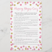 ピンクと金ゴールド赤ちゃんシャワー子供部屋韻クイズ (正面)