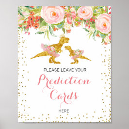 ピンクと金ゴールド離れのDinoあなたの予測サイン ポスター