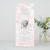 ピンクと金ゴールド雲バプテスマラテンアメリカ系女性バウティスモ 招待状 (スタンド正面)