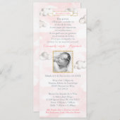 ピンクと金ゴールド雲バプテスマラテンアメリカ系女性バウティスモ 招待状 (正面/裏面)