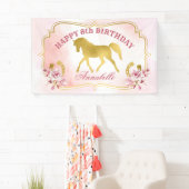 ピンクと金ゴールド馬のパーティートロット金ゴールド馬 横断幕 (インサイチュ)