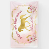 ピンクと金ゴールド馬のパーティートロット金ゴールド馬 横断幕 (縦)