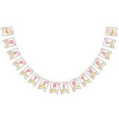 ピンクと金ゴールド馬の馬術女性のカーボーイ誕生日 バンティングフラッグ (全)