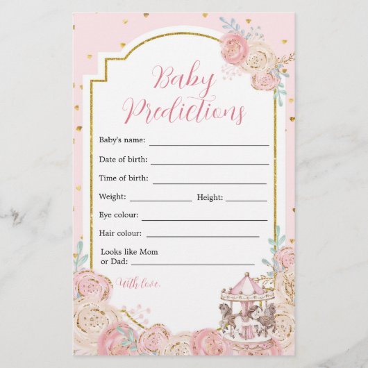 ピンクと金ゴールド魔法回転木馬ベビー予測 (正面)