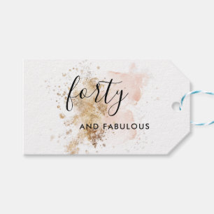ピンクと金ゴールド40歳の誕生日 ギフトタグ