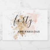 ピンクと金ゴールド40th誕生日ワきらめくインラベル スパークリングワインラベル (シングルラベル)