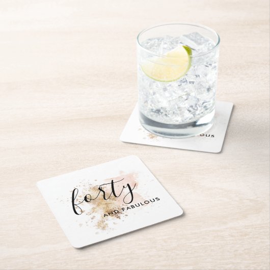 ピンクと金ゴールド440歳の誕生日 スクエアペーパーコースター (インサイチュ)