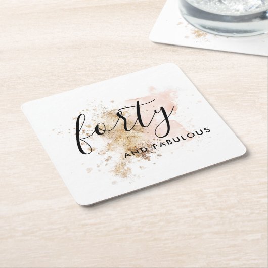 ピンクと金ゴールド440歳の誕生日 スクエアペーパーコースター (アングル)