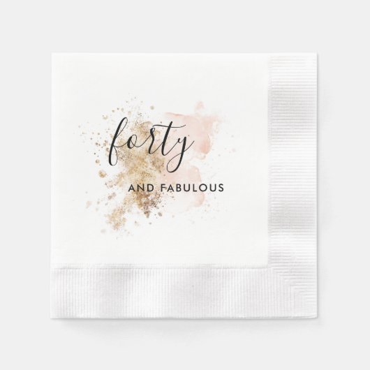 ピンクと金ゴールド440歳の誕生日 縁ありカクテルナプキン (正面)