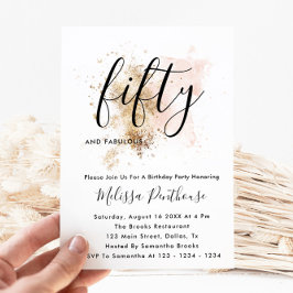 ピンクと金ゴールド50番目の誕生日招待状 招待状