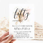 ピンクと金ゴールド50番目の誕生日招待状 招待状