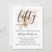 ピンクと金ゴールド50番目の誕生日招待状 招待状 (正面)