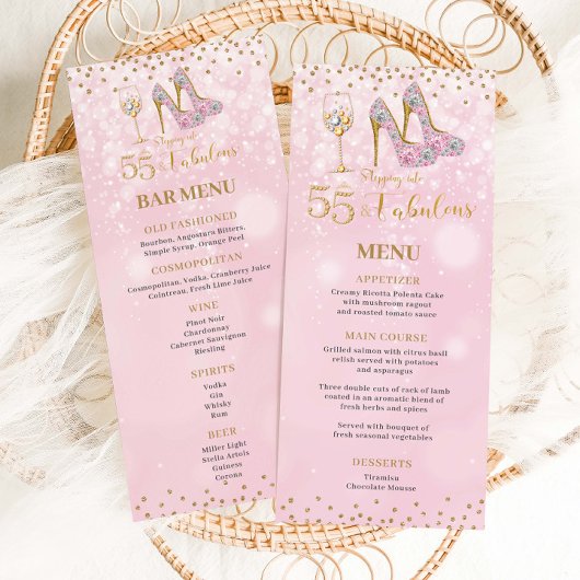 ピンクと金ゴールド55と素晴らしいバーカクテルフード メニュー