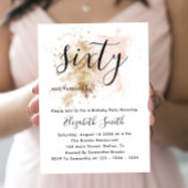 ピンクと金ゴールド60番目の誕生日招待状 招待状