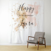 ピンクと金ゴールド60誕生日フォトブース背景 タペストリー (インサイチュ)