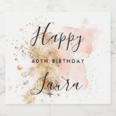 ピンクと金ゴールド60誕生日 リキュールボトルラベル (シングルラベル)