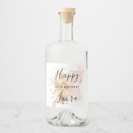 ピンクと金ゴールド60誕生日 リキュールボトルラベル