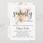 ピンクと金ゴールド70番目の誕生日招待状 招待状 (正面/裏面)