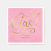 ピンクと金ゴールド イタリアン スタンダードカクテルナプキン (正面)