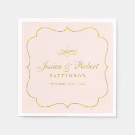 ピンクと金ゴールド |エレガントクラシックのナ結婚プキン スタンダードカクテルナプキン