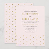 ピンクと金ゴールド | シンプルモダン結婚式 招待状 (正面/裏面)