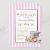 ピンクと金ゴールド-ブライダルシャワーティー招待状 招待状 (正面/裏面)