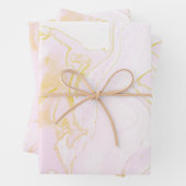 ピンクと金ゴールド ラッピングペーパーシート (インサイチュ)