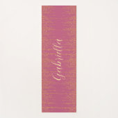 ピンクと金ゴールド（名前） ヨガマット (正面)