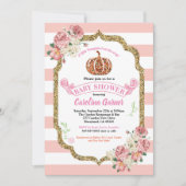 ピンクと金ゴールド 招待状 (正面)