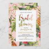 ピンクと金ゴールド | 熱帯ブライダルシャワーの招待状 招待状 (正面/裏面)