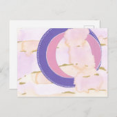 ピンクと金ゴールド、薄紫ハローアートの水彩雲 ポストカード (正面/裏面)