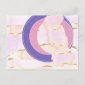 ピンクと金ゴールド、薄紫ハローアートの水彩雲 ポストカード (正面)