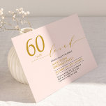 ピンクと金ゴールド | 60年60th Birthday Party 招待状<br><div class="desc">お祝誕生日パーティモダンー招待このデザインスタイリッシュは、ピンクと金ゴールドの色のコンボ賛美でクリーンなレイアウトを持つスクリプト"60年"を備えている。任意の年齢パーソナライズされたまたはイベントに文字できる。私のショップBaraBomDesignでは、より多くのデザインやパーティーの供給が利用可能である。</div>