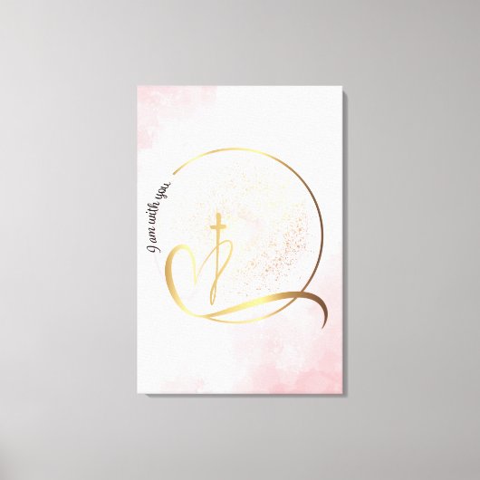 ピンクと金ゴールドI Am Stretted Canvas Print キャンバスプリント (正面)