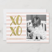 ピンクと金ゴールドXOXOバレンタインデーの写真 シーズンカード (正面)