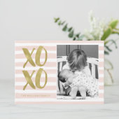 ピンクと金ゴールドXOXOバレンタインデーの写真 シーズンカード (スタンド正面)