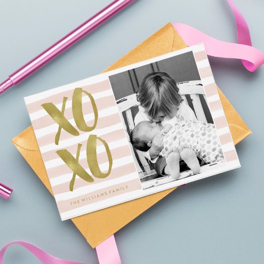 ピンクと金ゴールドXOXOバレンタインデーの写真 シーズンカード